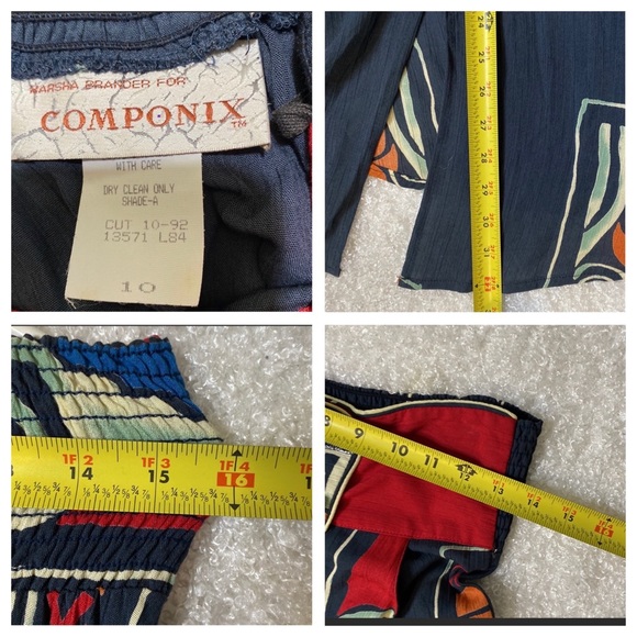 Componix - Marsha Brander Vintage USA Abstract Art Faux Wrap Full Skirt 10 - Picture 2 of 15